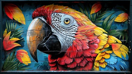 Environmental themed graffiti art with vibrant wildlife and natural elements in an urban setting