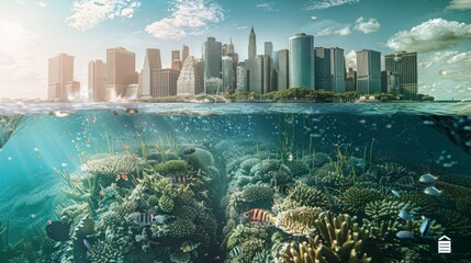 Underwater View of a City in the Ocean