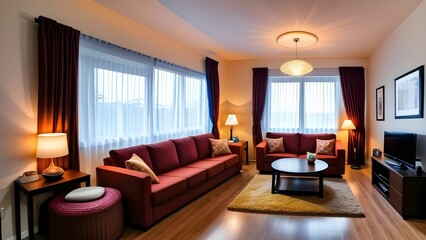 luxury hotel room with sofa