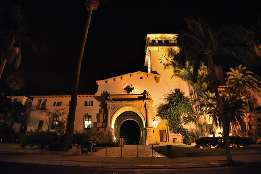 The Santa Barbara County Courthouse at Night - California