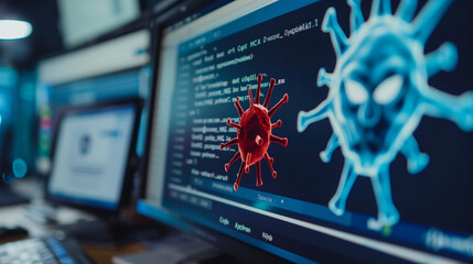 computer infect virus and malware, cybersecurity concept