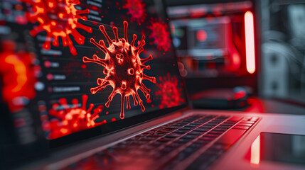computer infect virus and malware, cybersecurity concept - obrazy, fototapety, plakaty