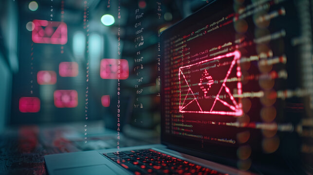 email infect virus and malware, cybersecurity concept