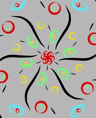 circles of many colors like burning fire