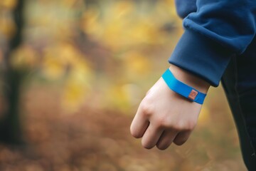 person wearing a charity fundraising wristband