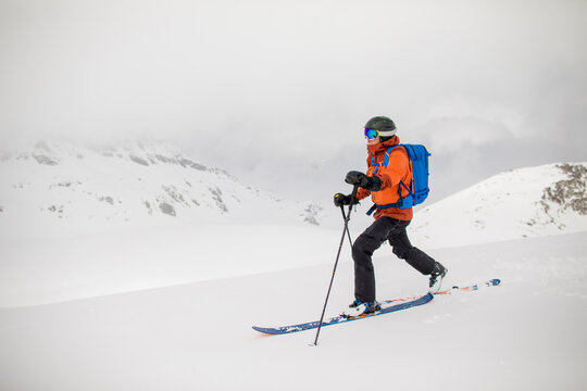 Ski touring on a winter day, Whistler B.C.