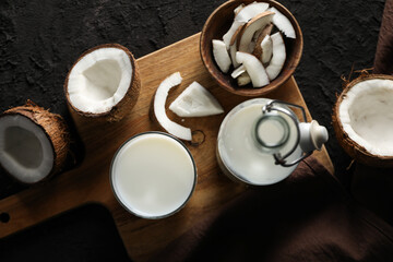 Coconut milk, concept of tasty and natural drink
