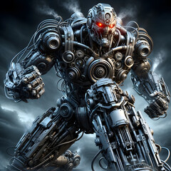 Humanoid robot, steel robot, angry robot, angry robot, dangerous robot, destroyer, eraser