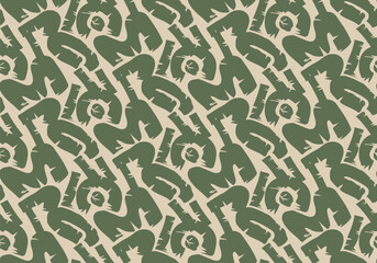 Set Aesthetic Contemporary printable seamless pattern with abstract Minimal elegant line brush stroke shapes and line.