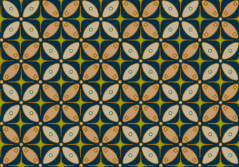 Modern Seamless Batik Kawung ornamental elegant geometric patterns - beige symmetric vintage design. Endless grid textures. Vector repeatable antique backgrounds