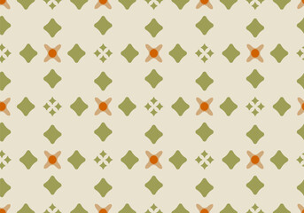 Seamless geometric mosaic in trendy pattern, circles and squares texture for textile or wallpaper.