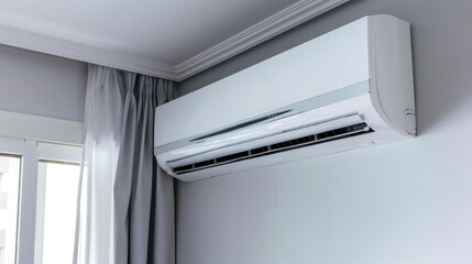 The air conditioner is on the wall.