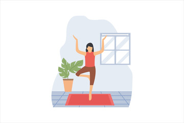 Yoga Exercise Flat Design Illustration