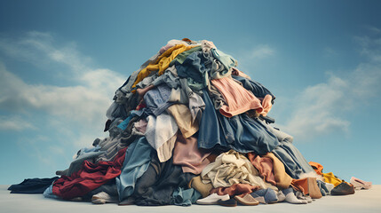 Clothes Piled In Landfill, Used clothes in dump, Fast fashion, Sustainability,
 - obrazy, fototapety, plakaty
