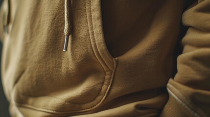 Pocket detail of the hoodie mockup, highlighting any pouch pockets or kangaroo pockets on the front of the garment