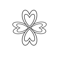 Fototapeta premium A black and white drawing of a heart shaped flower with four petals. The flower is a symbol of love and is often associated with the Irish holiday, St. Patrick's Day