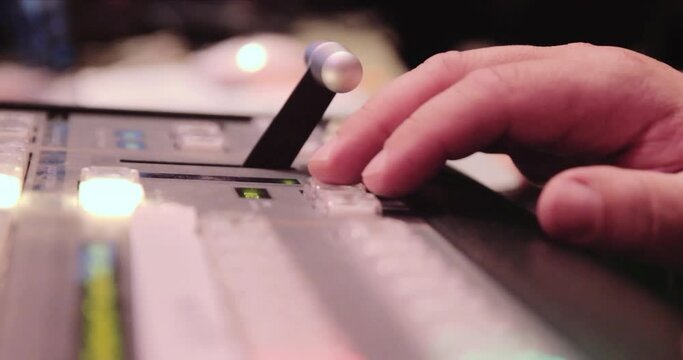 In the television studio, live switching to another camera on the vision mixer
