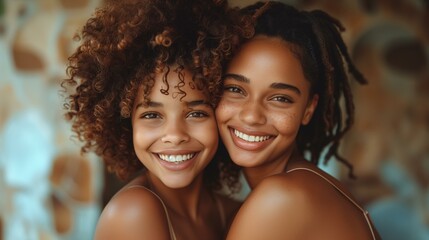 portrait of two sisters together, close-up