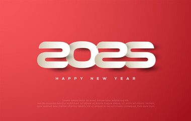 Unique Design Happy New Year 2025. With a Paper Cut Numbers Beautiful and Elegant. Premium vector design for greetings and celebration of Happy New Year 2025.