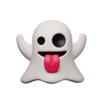 Ghost 3D emoji on a transparent background. PNG 2048*2048. Color depth is 64