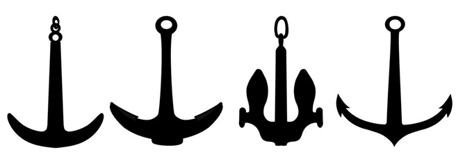 Nautical Anchor vector stock illustration. naval   illustration symbol. collection types anchors isolated on a white background