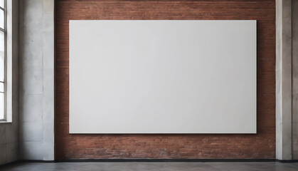 White sheet in frame with copy space on grunge apartament background. Banner advertising mockup