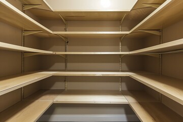 empty corner shelves in a butlers pantry