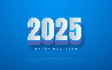 New year design, with the number 2025 3D elegant blue. Premium vector design for greetings and celebration of Happy New Year 2025.
