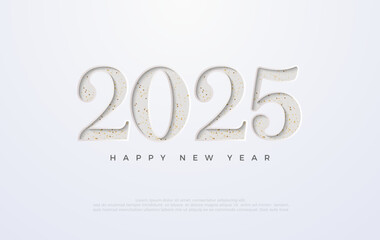 Happy New Year 2025 Design. With the illustration of the number 2025 press paper. Premium vector design for greetings and celebration of Happy New Year 2024.