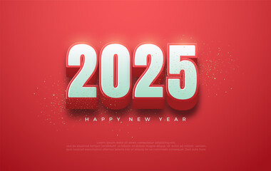 Happy New Year 2025 Design. With the illustration of the number 2025 elegant red. Premium vector design for greetings and celebration of Happy New Year 2025.