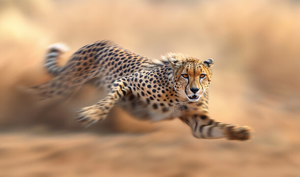 Speed and Grace: Cheetah's Sprint in African Savanna - Enthralling Wildlife Image, Acclaimed Nature Photography, Nature's Fastest Predator in Motion