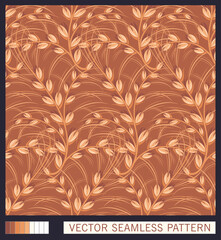 Waving ears of bread. Wheat field. Seamless pattern.Vector graphics