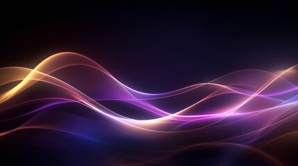 Abstract futuristic background with purple and gold glowing neon moving high speed wave lines and bokeh lights. Visualization of sound waves. Data transfer concept. Fantastic wallpaper