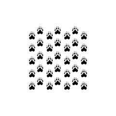 Paw print icon, pet shop logo, pet care, pet friendly, emblem, line drawing, hand drawn, modern calligraphy, one single line on white background, isolated vector illustration.