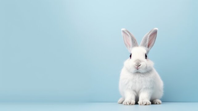 cute animal pet rabbit or bunny white color smiling and laughing isolated with copy space for easter background, rabbit, animal, pet, cute, fur, ear, mammal, background, celebration