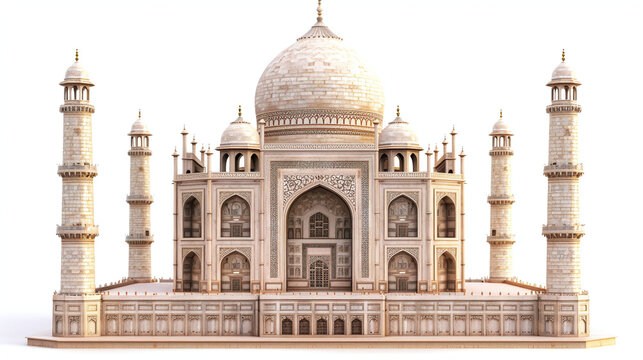 Beautiful miniature replica of the Taj Mahal isolated on white