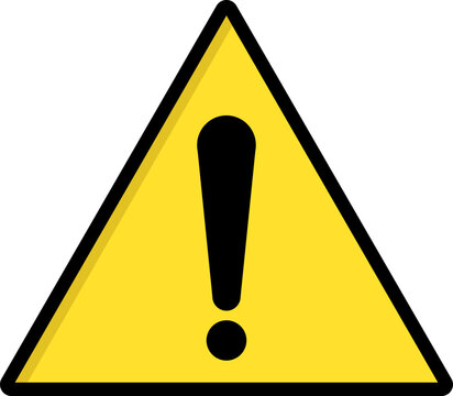 Danger and hazard triangle warning sign on isolated white background