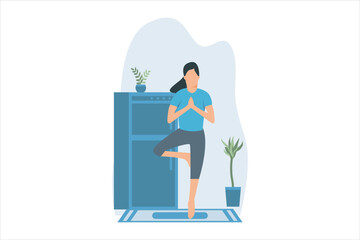 Yoga Exercise Flat Design Illustration