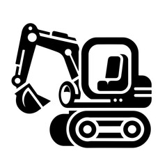 mini excavator as a single simple icon logo vector illustration, isolated on transparent background