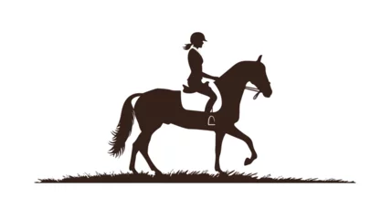 Foto op Canvas Silhouette of athlete riding a horse. The horse stands © Ideas