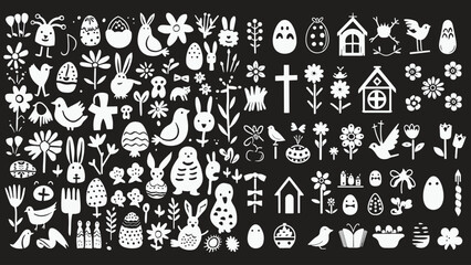 easter sunday element design asset with black and white theme