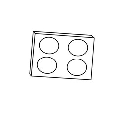 A white box with four circles on it. The circles are all the same size and are arranged in a square