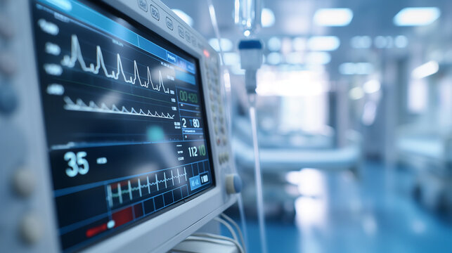 Heart monitor hospital device technology crystalloid saline bottle