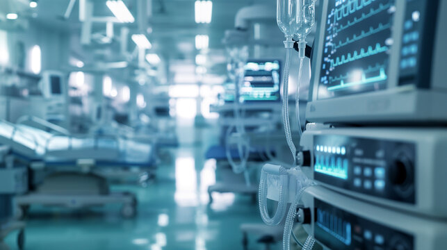 Heart monitor hospital device technology crystalloid saline bottle