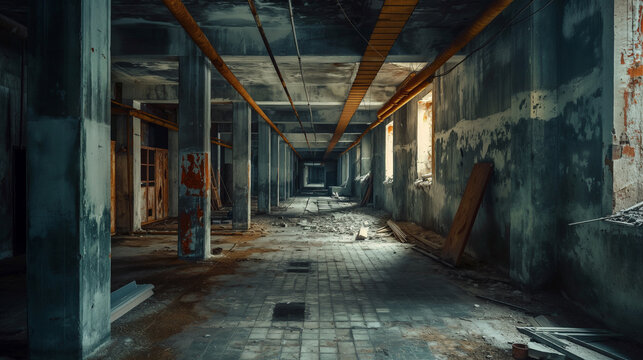 Abandoned construction site foundation of a building or civil structure