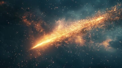 A comet streaking across the sky, using custom shapes and brushes to realistic tail glow. - obrazy, fototapety, plakaty