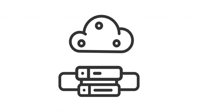 Animated hosting with cloud computing and server icon. Perfect for web development technology websites, apps, presentations, prints for businesses related to cloud services industry and database
