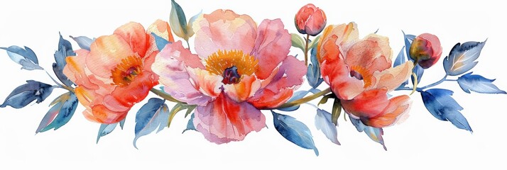 Wildflower peony flower in a watercolor style isolated,  