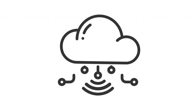 Animated cloud network with cloud computing and wifi symbol. Suitable for technology concept, internet connectivity or online communication design, web development technology website and database