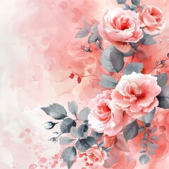 Pastel pink floral paper, blush rose watercolor, abstract wedding pink background.